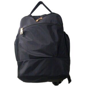 Black Nylon Daypack Backpack – Gold Zipper Accents, Lightweight Travel Bag